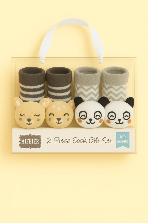 Deer & Panda Baby Socks Set (0-9 Months)