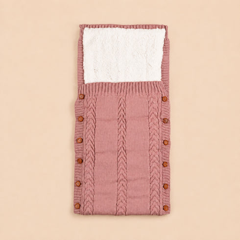 Baby Knitted Sleeping Bag & Carry Nest (Dusty Rose)