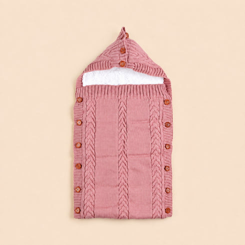 Baby Knitted Sleeping Bag & Carry Nest (Dusty Rose)