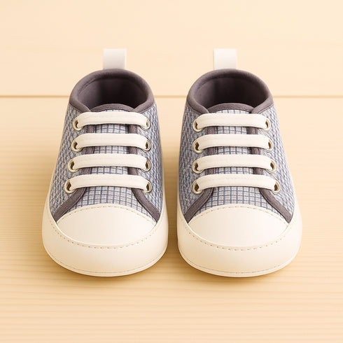 Blue & Black Checkered Baby Sneaker