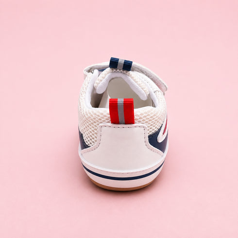 White & Navy Baby Sneakers