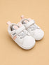 White & Blush Pink Bunny-Ear Baby Sneakers with Velcro Strap