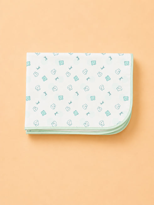Green Teddy Dreams Waterproof Baby Changing Sheet (49 × 69 cm)