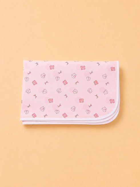 Pink Teddy Dreams Waterproof Baby Changing Sheet (49 × 69 cm)