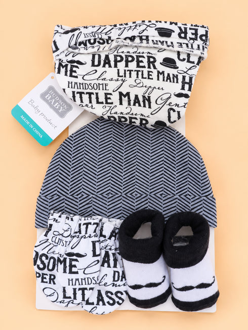 4-Pcs Baby Caps, Mittens & Socks Gift Set