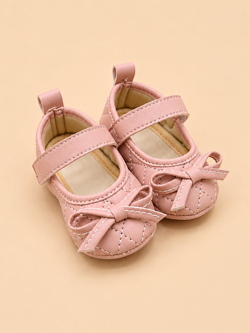 Blush Pink Bow Baby Ballerinas