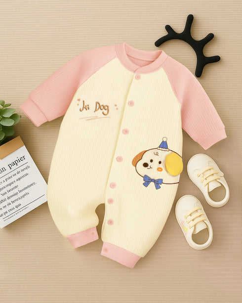 Hi Dog Flannel Fleece Sleepsuit (Pink)