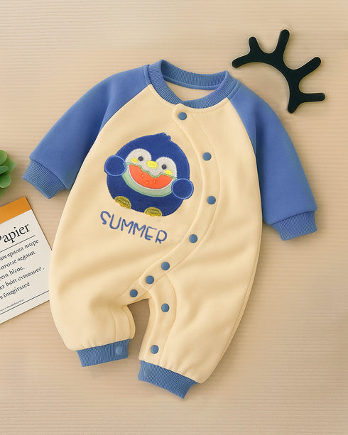 Coral Fleece Padded Sleepsuit (Blue)
