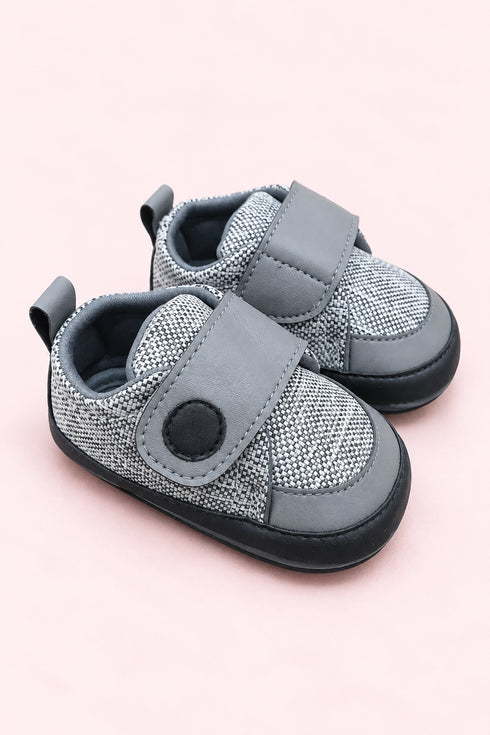 Grey Double-Strap Casual Sneakers