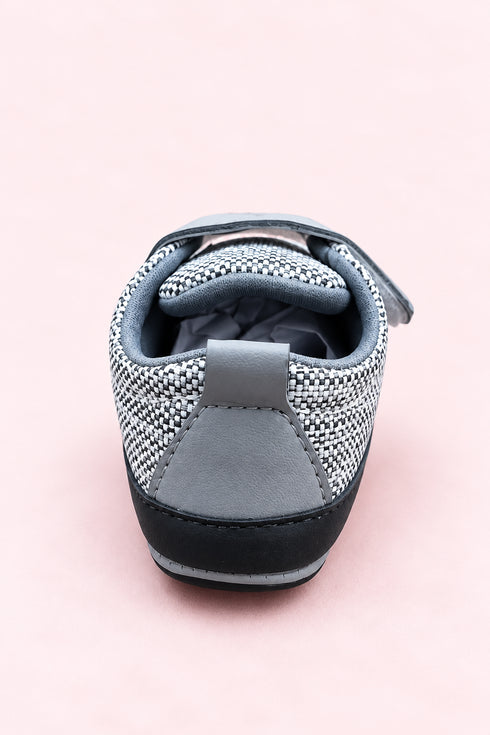 Grey Double-Strap Casual Sneakers