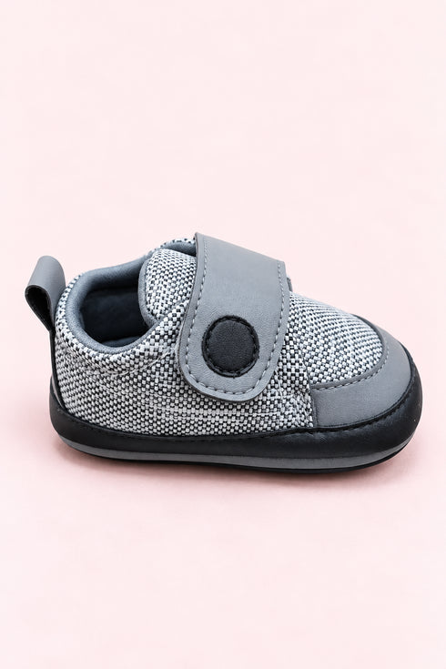 Grey Double-Strap Casual Sneakers