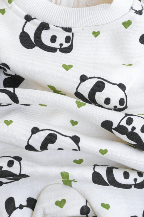 Panda Printed Fleece Footed Sleepsuit