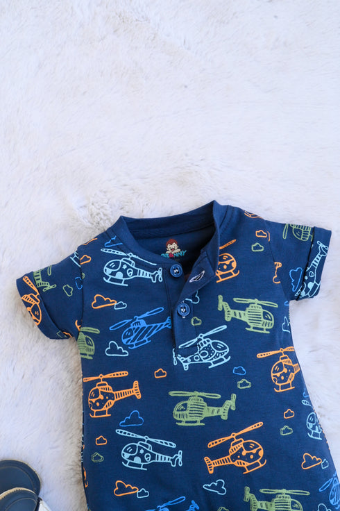 Navy Helicopter Henley Romper