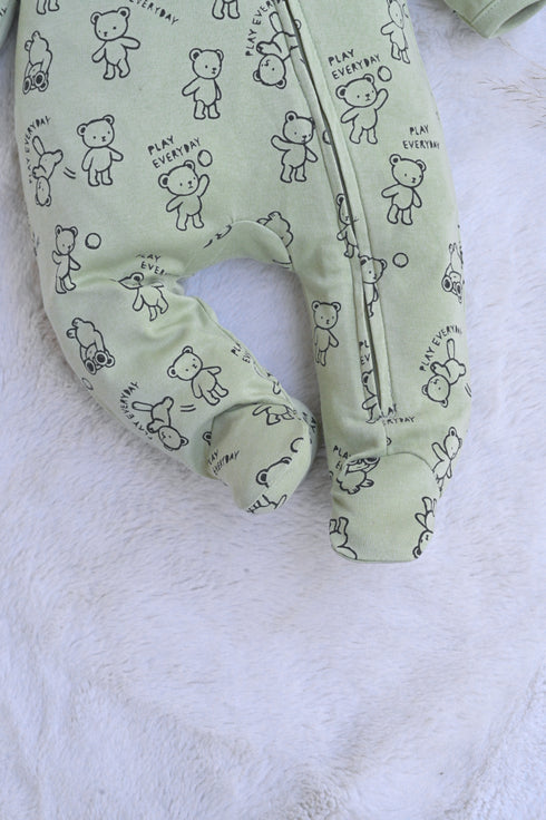 Teddy Bear Interlock Footed Sleepsuit