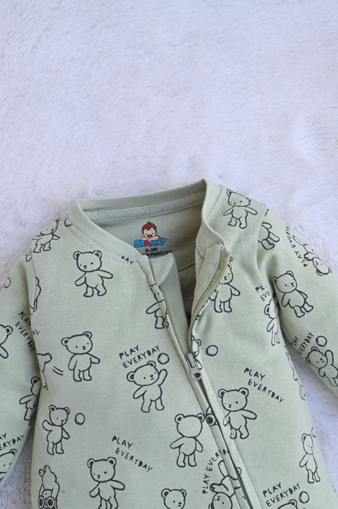 Teddy Bear Interlock Footed Sleepsuit