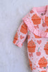 Cupcake Printed Frilled Zipper Interlock Footed Sleepsuit