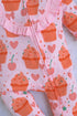 Cupcake Printed Frilled Zipper Interlock Footed Sleepsuit