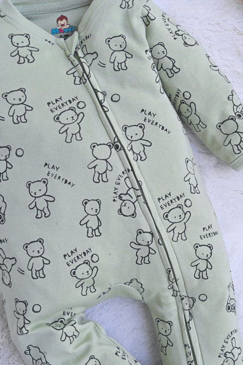 Teddy Bear Interlock Footed Sleepsuit