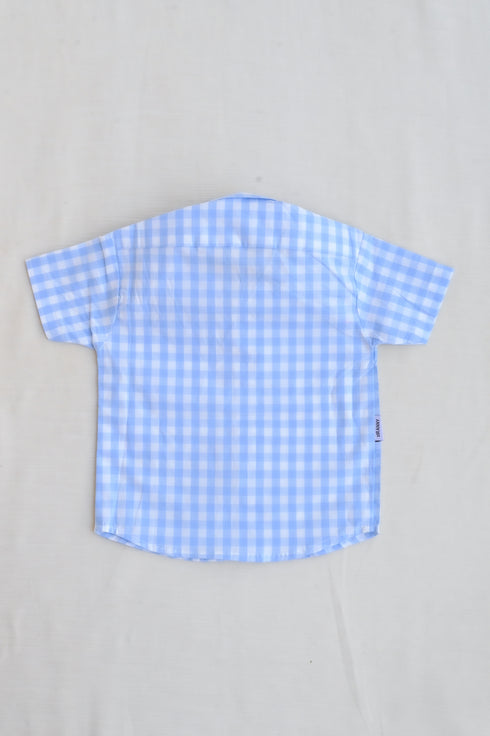 Sky Blue Checkered Button Down Shirt