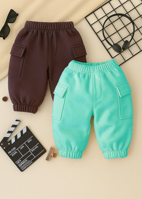 2-Pack Cargo Fleece Pajama (Brown & Mint)