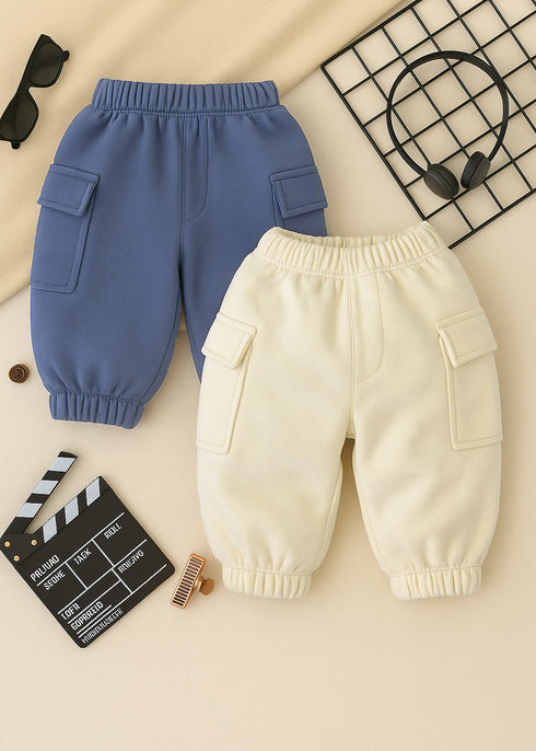 2-Pack Cargo Fleece Pajama (Blue & Off-White)