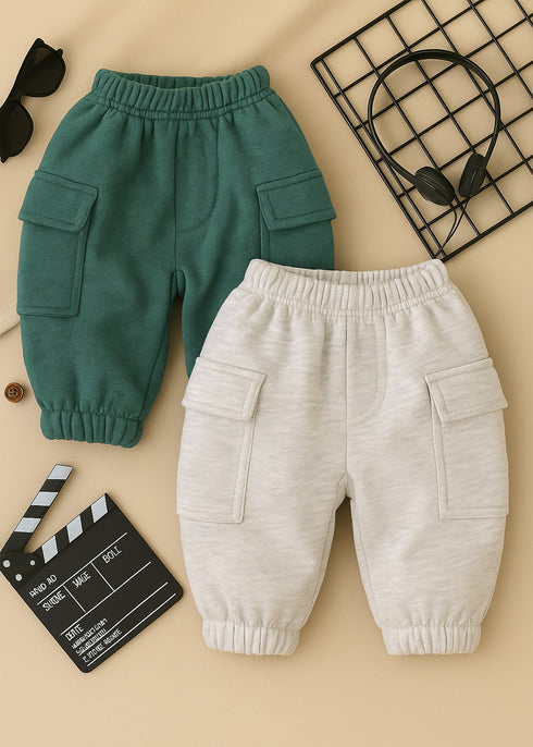 2-Pack Cargo Fleece Pajama (Green & Oatmeal)