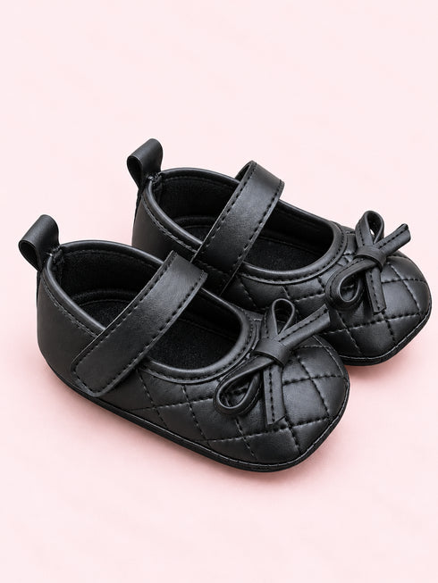 Black Quilted Bow Shoes