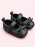 Black Quilted Bow Shoes