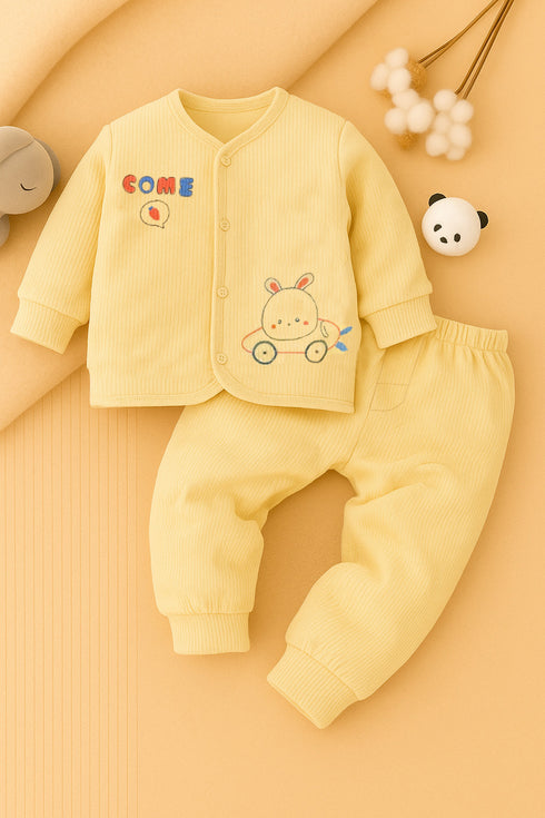 Bunny Flannel Fleece Tracksuit (Yellow)