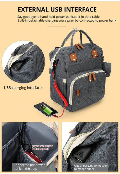 USB Waterproof Maternity Diaper Backpack