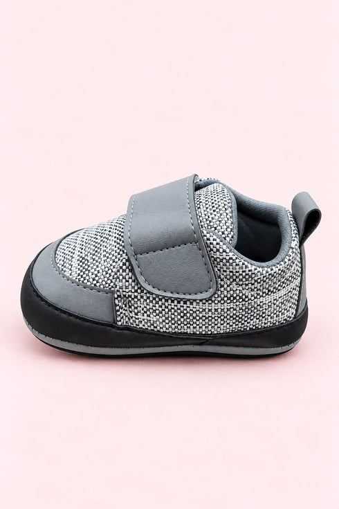 Grey Double-Strap Casual Sneakers