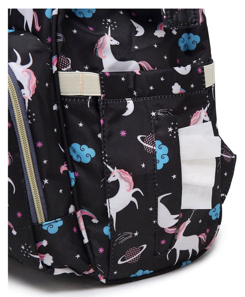 Baby Diaper Bag (Waterproof) Unicorn Black - Sunshine