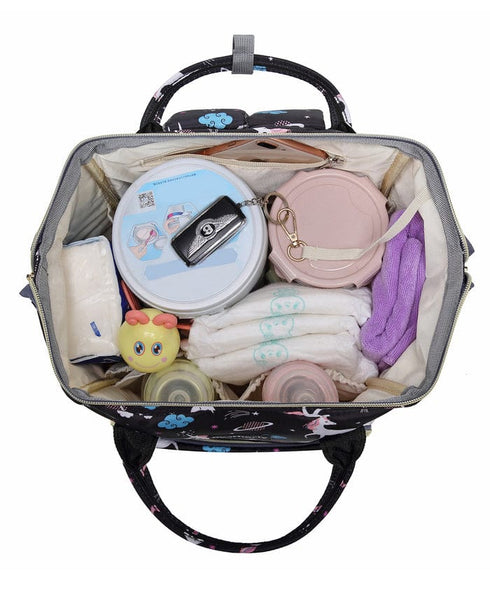 Baby Diaper Bag (Waterproof) Unicorn Black - Sunshine
