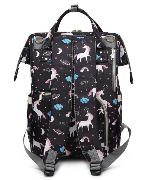 Baby Diaper Bag (Waterproof) Unicorn Black - Sunshine