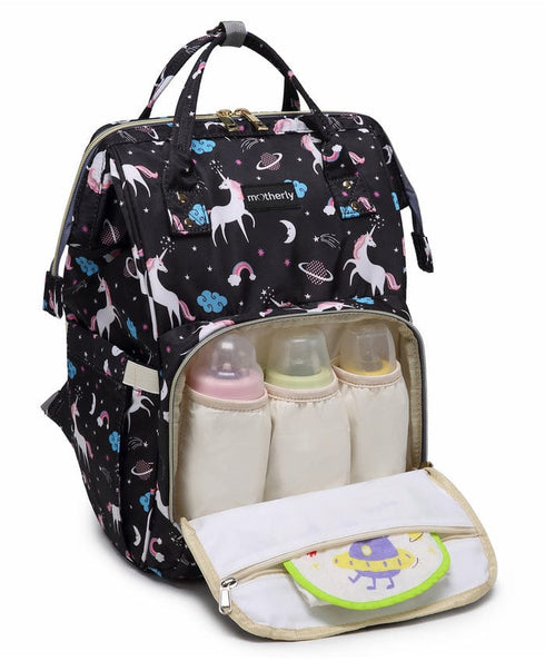 Baby Diaper Bag (Waterproof) Unicorn Black - Sunshine
