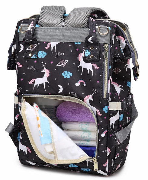 Baby Diaper Bag (Waterproof) Unicorn Black - Sunshine