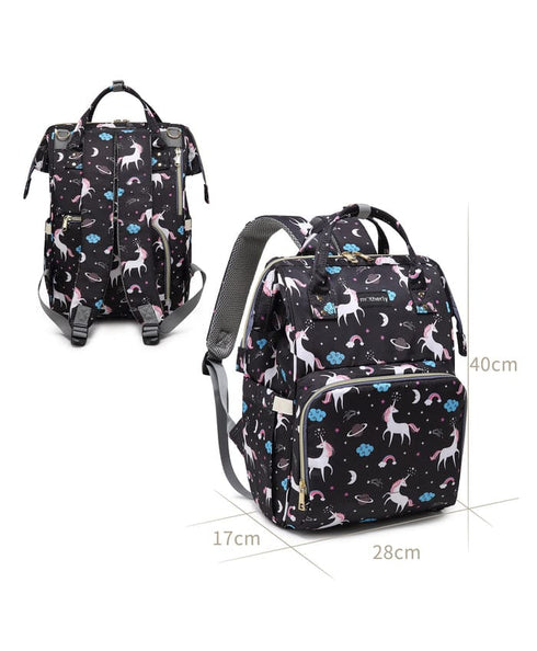 Baby Diaper Bag (Waterproof) Unicorn Black - Sunshine