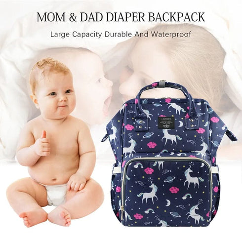 Baby Diaper Bag (Waterproof) Unicorn Blue- Sunshine
