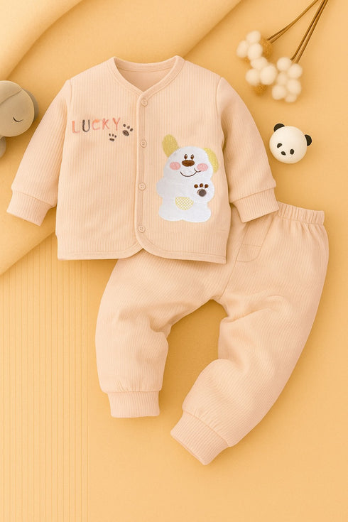 Pawfect Smile Flannel Fleece Tracksuit (Orange)