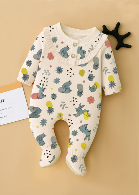 Meadow Bunny Frilled Fleece Footed Sleepsuit