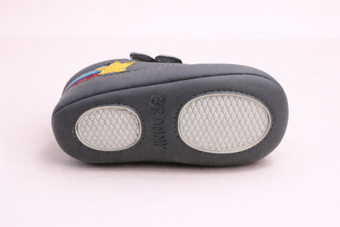 Yellow Star Twinkle Grey Velcro Baby Sneakers
