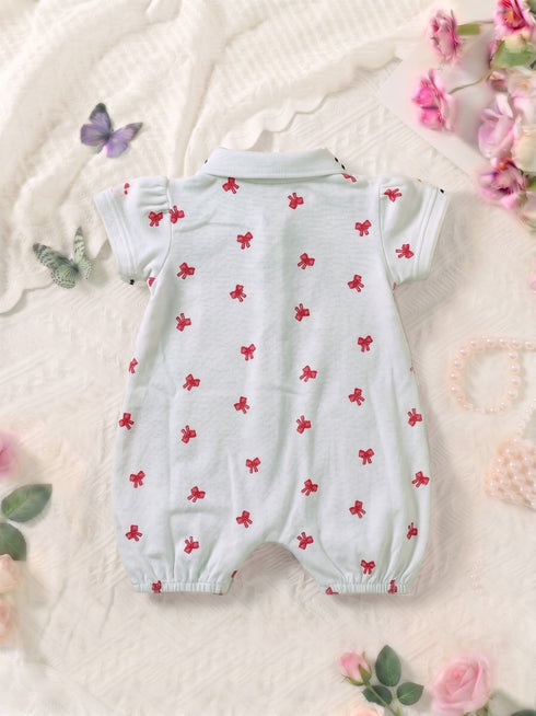 Sweet Ribbon Polo Collar Romper