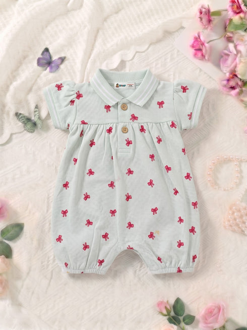 Sweet Ribbon Polo Collar Romper