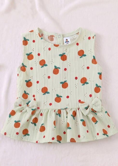 Pastel Fruit Bow Detail Frock Set
