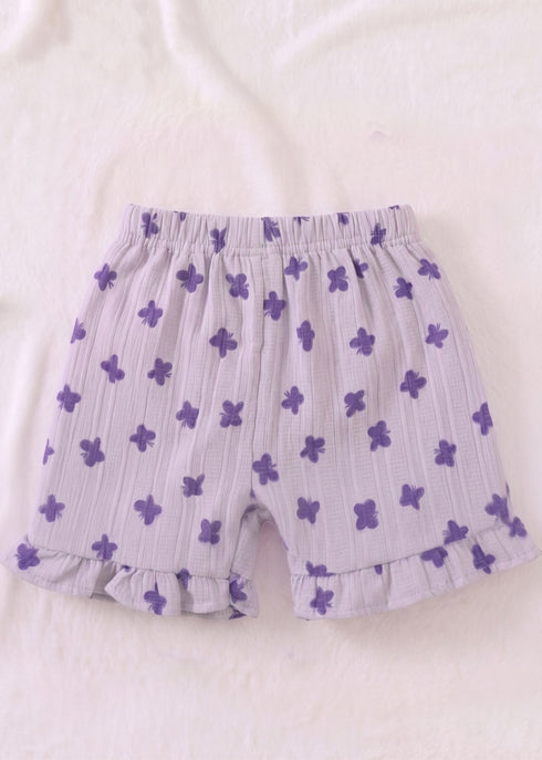 Lavender Bloom Bow Detail Frock Set