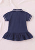 Navy Embroidered Polo Frock Set