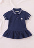 Navy Embroidered Polo Frock Set