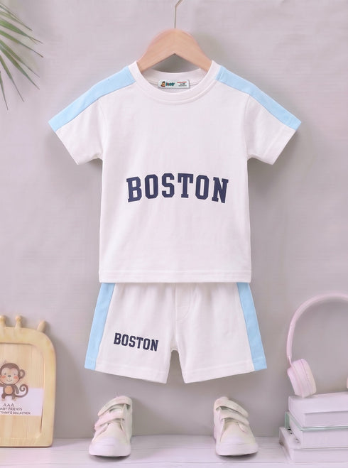 Boston Printed Panelled Interlock Short Set