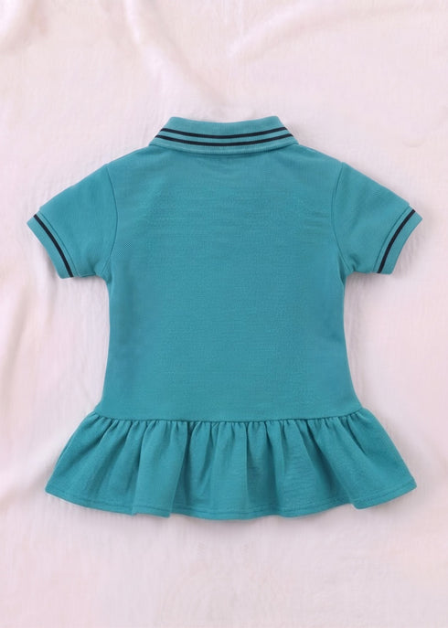 Turquoise Embroidered Polo Frock Set