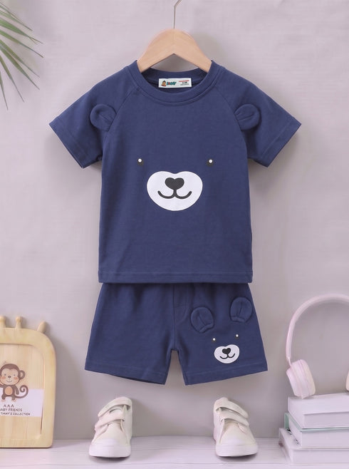 Playful Bear Raglan Interlock Short Set